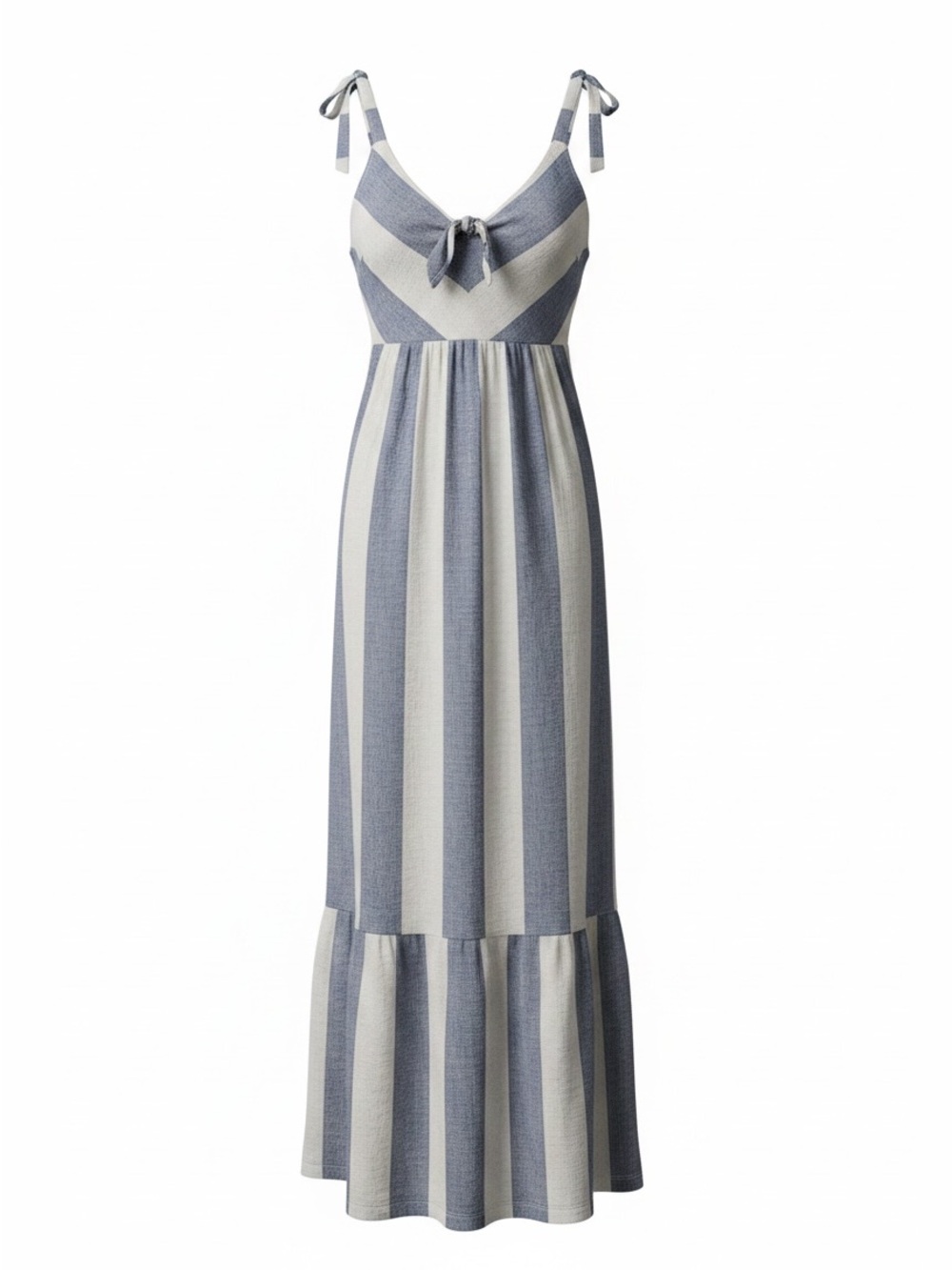 Tommy Bahama Blue and Cream Vertical Stripe Maxi Dress with Tie Straps
